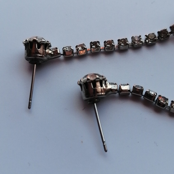 💖3/$50💖Vintage Earrings Round Flower Drop Dangle Clear Rhinestone Silvertone - Picture 5 of 7